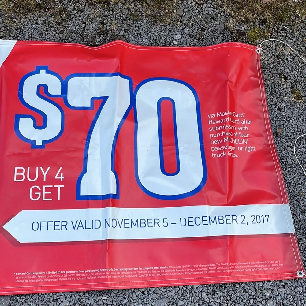 Pepboys Michelin Tires Vinyl Promotional Banner 3’x9.5’ - Picture 4 of 4